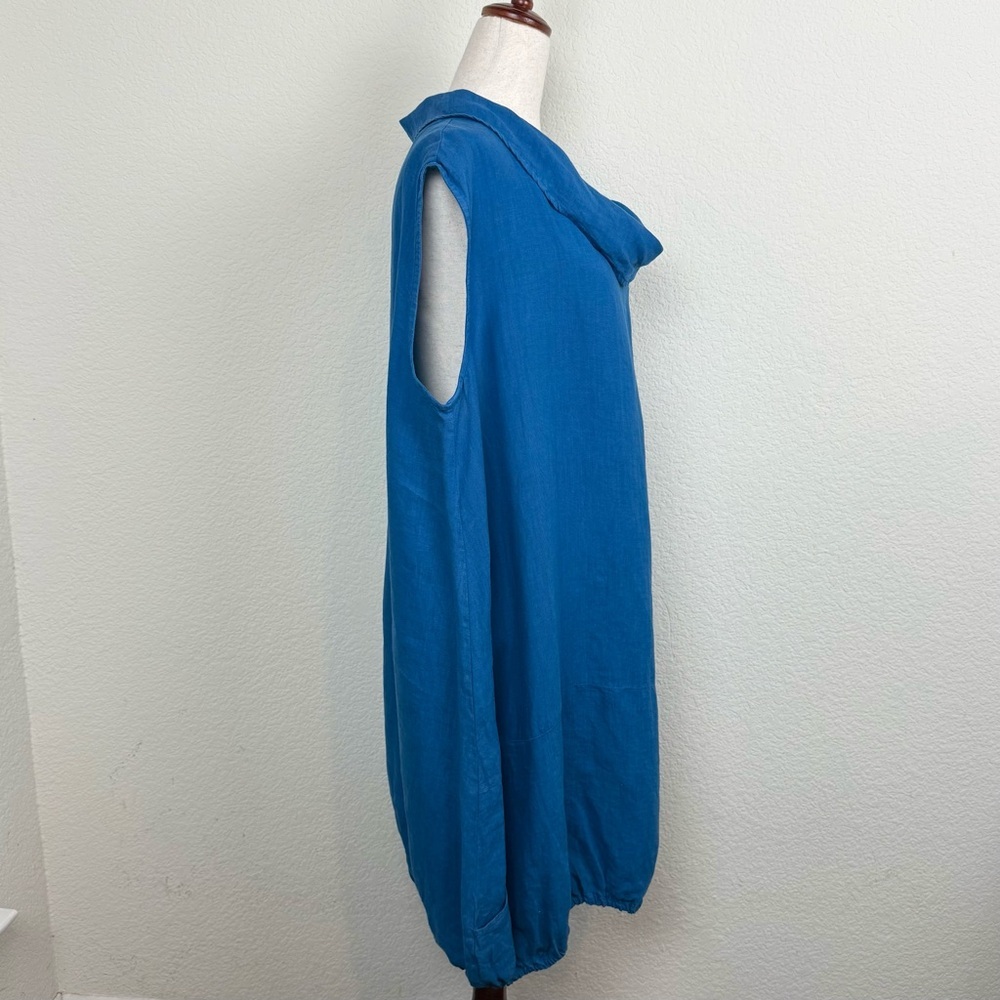 Bryn Walker Cowl Neck Lagenlook Blue 100% Linen Tunic Dress Size XL - Picture 5 of 12